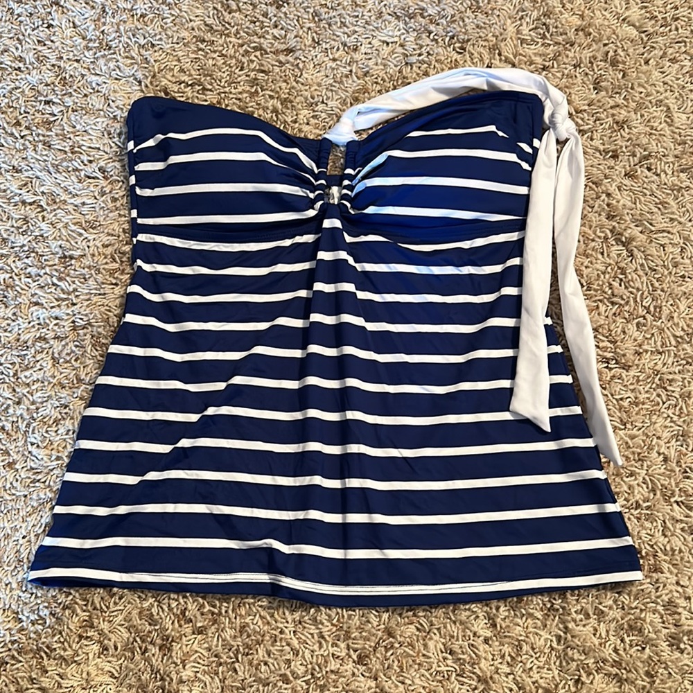 Lauren Ralph Lauren- Navy and White Striped Tankini Top- Size 8